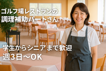 週3日～相談OK♪未経験歓迎／年齢不問（幅広い年代歓迎）◎ゴルフ場レストランの調理補助パート