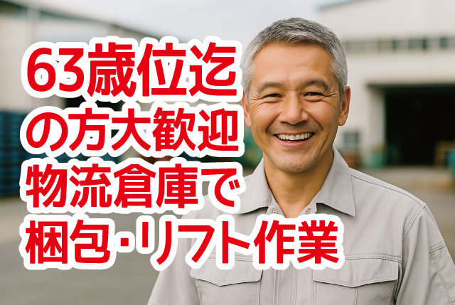 【～63歳位までの方大歓迎★】梱包・リフト作業／日勤専属×土日祝休み（年間休日125日）◎正社員登用あり♪