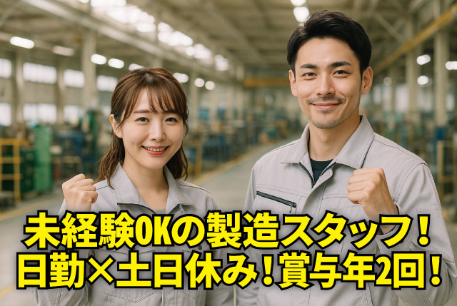 部品の加工・検査スタッフ／未経験OK／日勤×土日休み×GW・夏・年末年始の連休あり