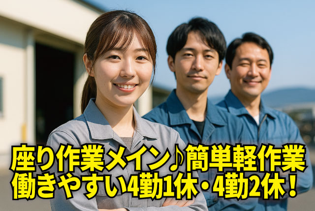 【3交替制】座り作業メインで未経験も安心！送迎あり＆日払い対応のカンタン検査スタッフ募集！
