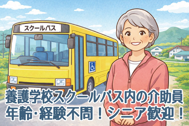 養護学校のスクールバス内の介助員／朝3時間+夕3時間のお仕事／資格・経験・年齢は不問！