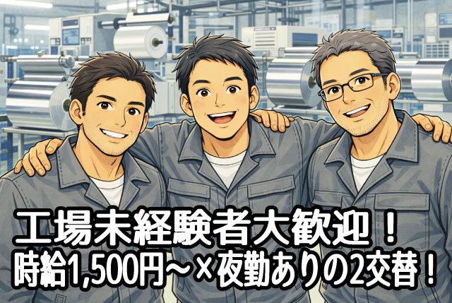 蒸着フィルム製造工場2拠点で同時募集！月収41万円（守山）or実質週休3日（栗東）のお好きな方を選べます！