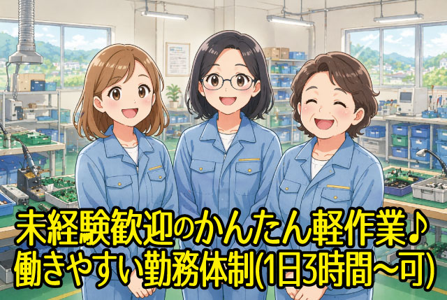 人気のカンタン&シンプル軽作業WORK／勤務時間の相談も可能（1日3時間～）／20代～50代の幅広い年代が活躍中！