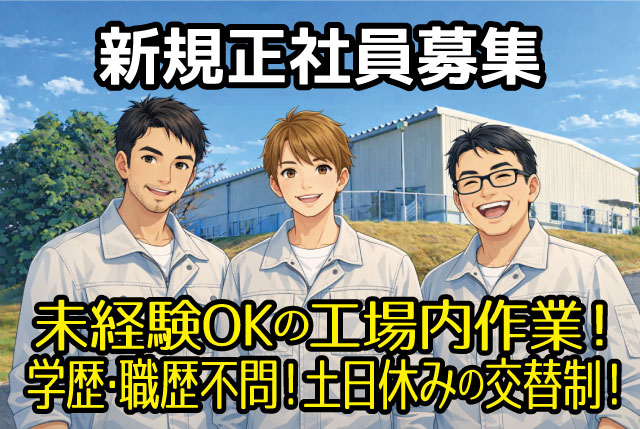部品の加工・検査スタッフ／未経験OK／賞与年2回＋GW、夏、年末年始の大型連休あり